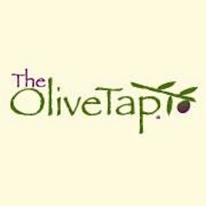 The Olive Tap logo in green and purple font with an olive branch on a cream-colored background.