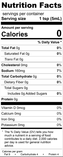 Nutrition facts label for The Olive Tap's Hell's Habanero Hot Sauce with a white background and black writing.