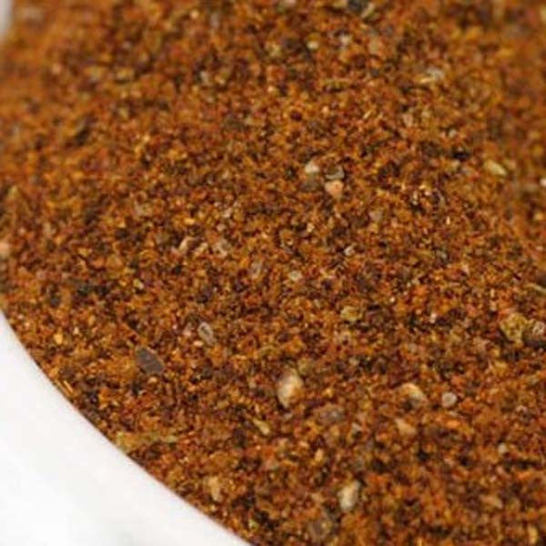 Espresso Rub from The Olive Tap: Brown grounds of spices in a white bowl.