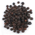 Smoked Black Peppercorns from The Olive Tap:  A pile of fresh black, smoked peppercorns on a white background.
